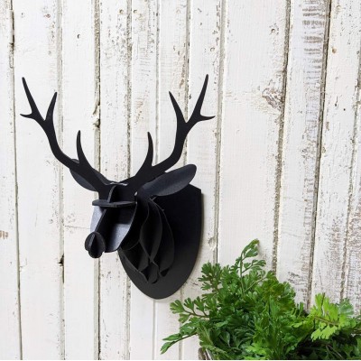 Trophée mural tête d'animal chevreuil noir 3D